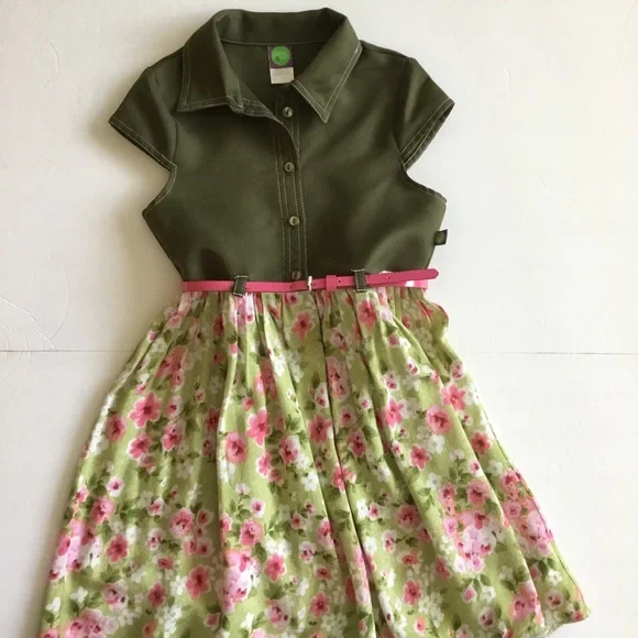 Dollie & Me | Dresses | Dollie Me Dress Pink And Olive Green Floral Size 6  | Poshmark